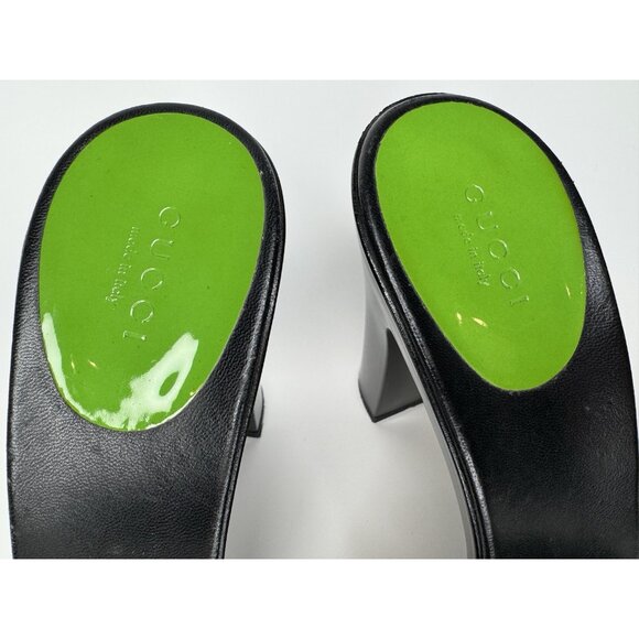 Gucci Horsebit Size 9,5/40 Green Patent Leather Heel Sandal - Picture 11 of 16